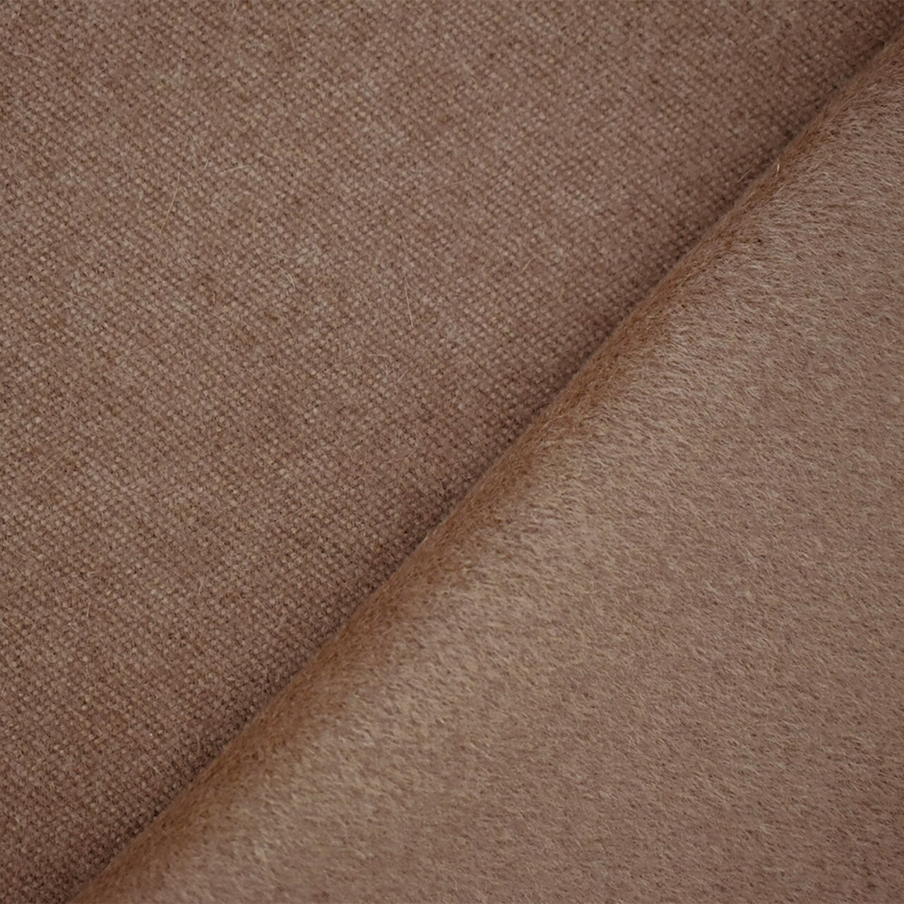 Brown Melton Wool Solid Single Sided Brushed Twill Woven Jacketing Fabric By the Yard